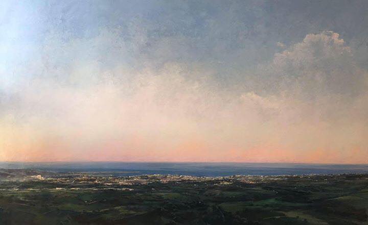 Gijón desde pico San Martin - Óleo madera preparada - 120x195